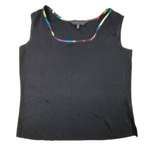Ming Wang Scoop Neck Sleeveless Knit Tank Top Size PM Shell Rainbow Black